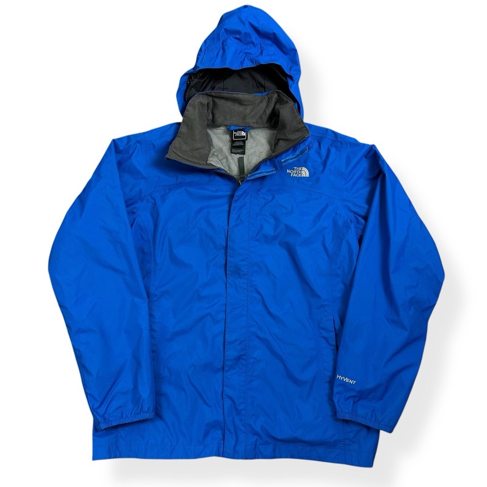 The North Face Hyvent Boys Size XL (18-20) Blue Rain Jacket Windbreaker Hooded